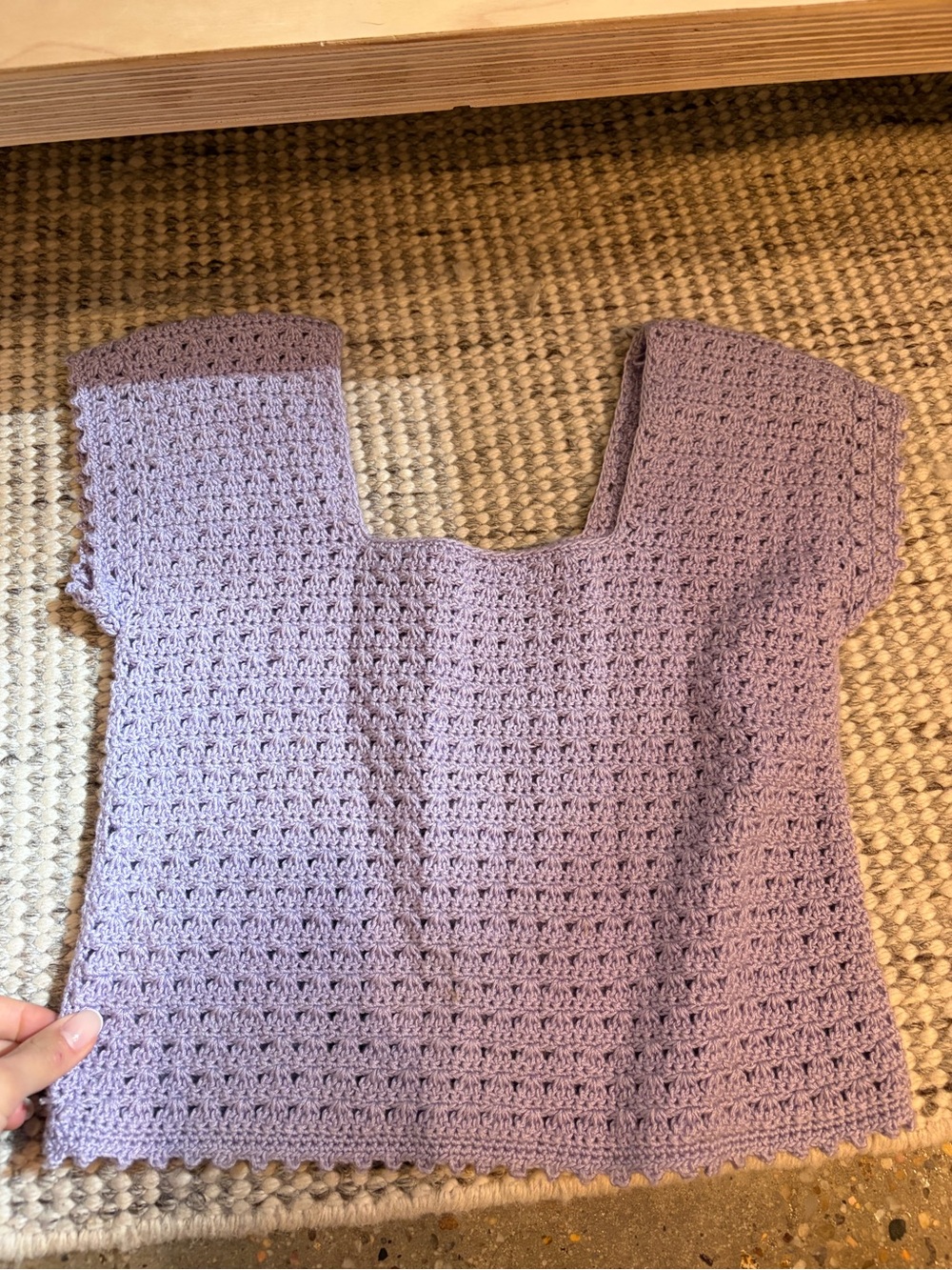 Lavender Crochet Knit Top.